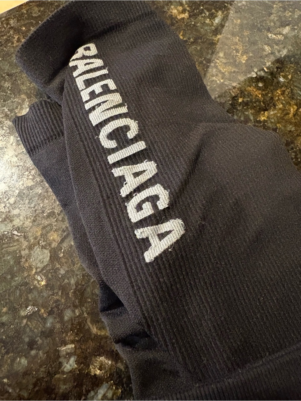 Balenciaga Black and White Branded Athletic Leggings - Picture 5 of 6